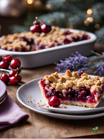 Crumble de Cereja Com Lavanda e Limão Siciliano