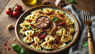 Farfalle com Cebola Caramelizada e Tomates Secos