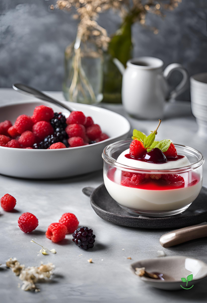 Pannacotta de Coco com Calda de Frutas Vermelhas