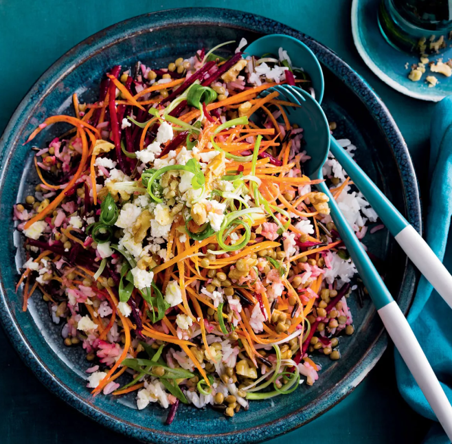 Salada de Arroz Selvagem com Lentilhas